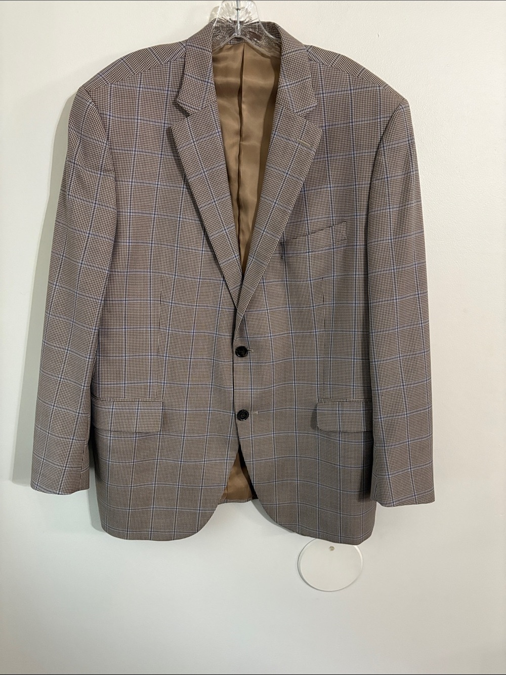 Peter Millar 100% Wool  Men's Sport Coat in Tan, blue and Cream Size 44R